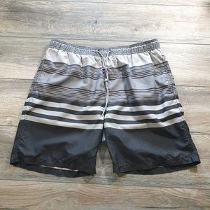 Men Kirkland Signature Swim Trunk Striped Elastic Waist 36 In Drawstring Size XL